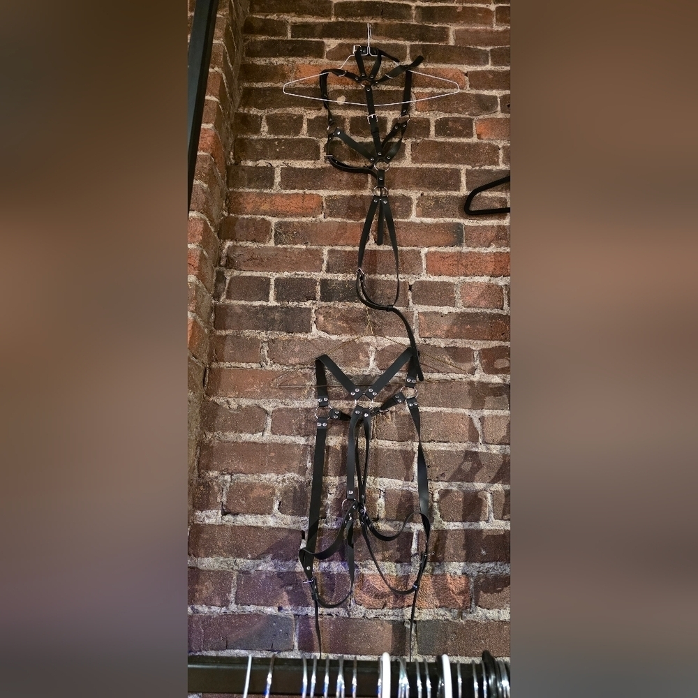 Black Leather Harness 2 Piece